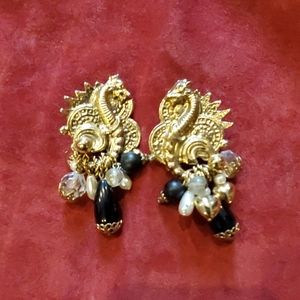Vintage dragon clip on earrings